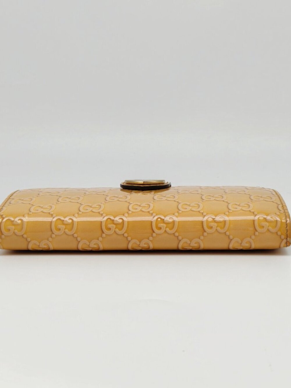 Gucci Guccissima Patent Leather Long Wallet Beige Heart Logo - Picture 5 of 13